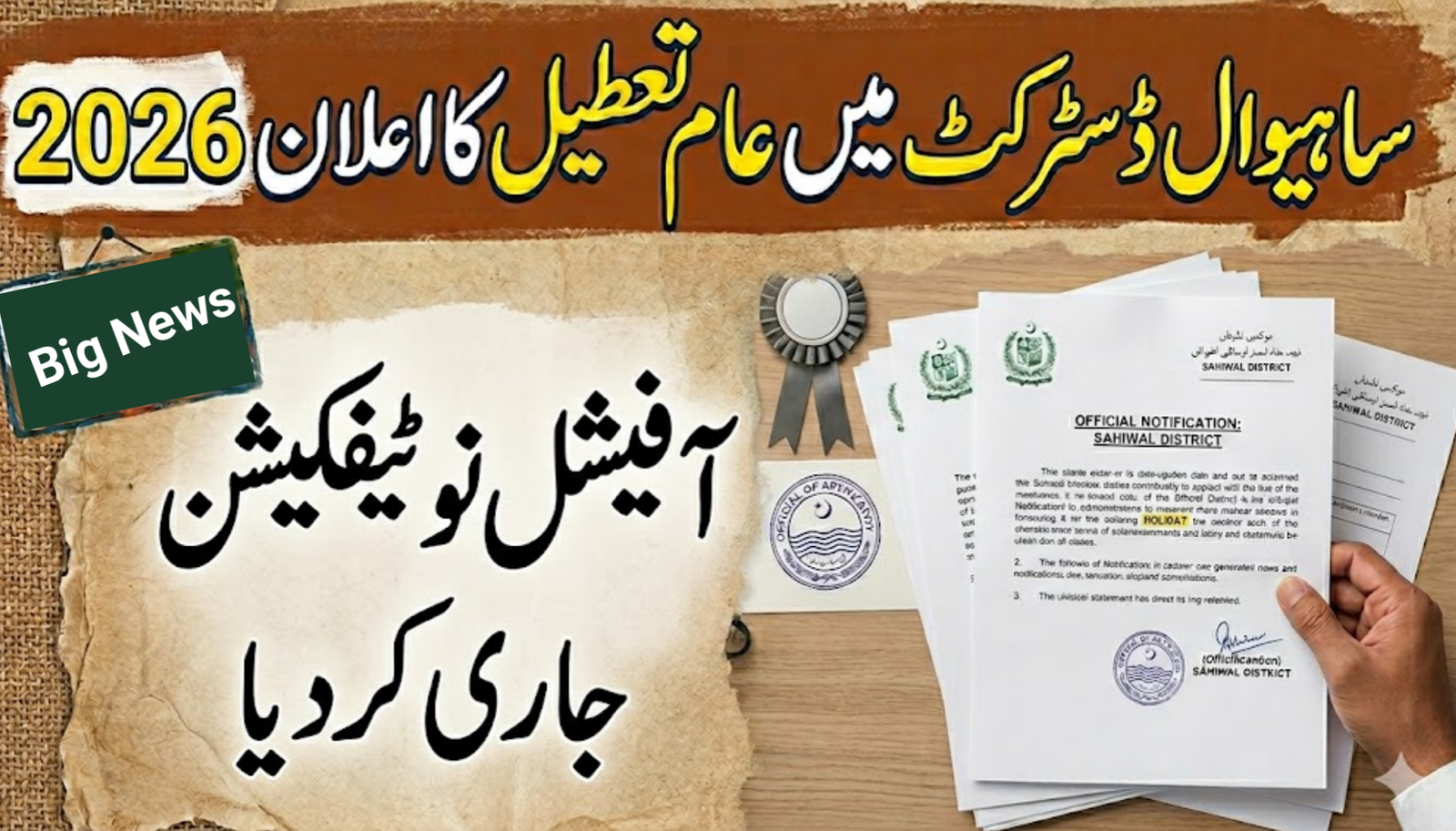 Public Holiday Announced in Sahiwal District